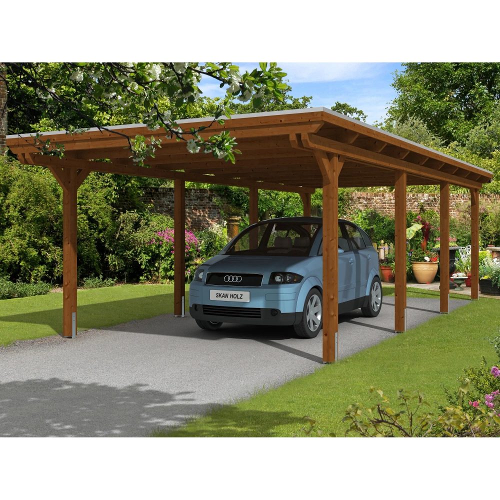 Skan Holz Přístřešek na auto Emsland EPDM, ořech, 404 x 846 cm v:6244685 Skan Holz Přístřešek na auto Emsland EPDM, ořech, 404 x 846 cm v:6244685