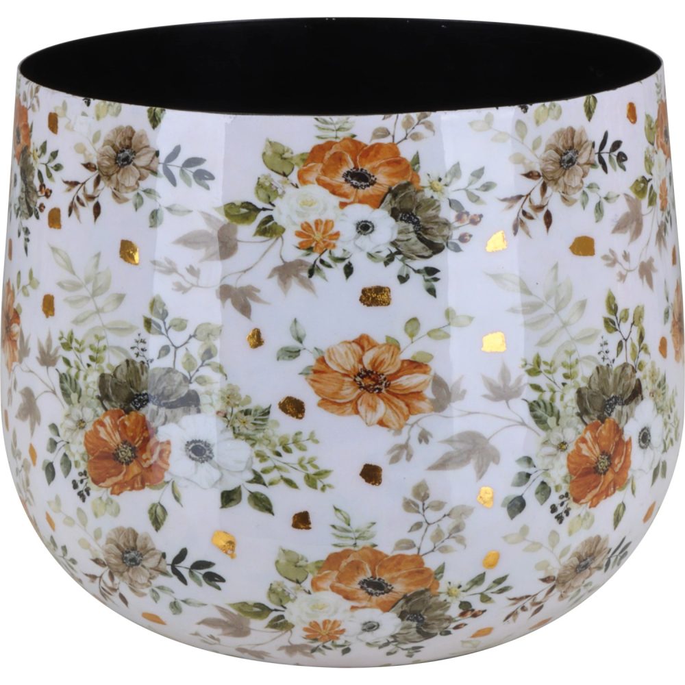 A.H.G Květináč Flora se vzorem květin bílozlatý pr. 13 x 9 cm v:6481568 A.H.G Květináč Flora se vzorem květin bílozlatý pr. 13 x 9 cm v:6481568