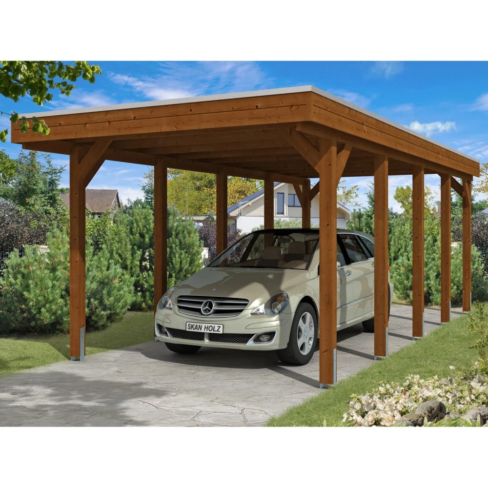 Skan Holz Přístřešek na auto Friesland ALU, ořech, 314 x 708 cm v:6246375